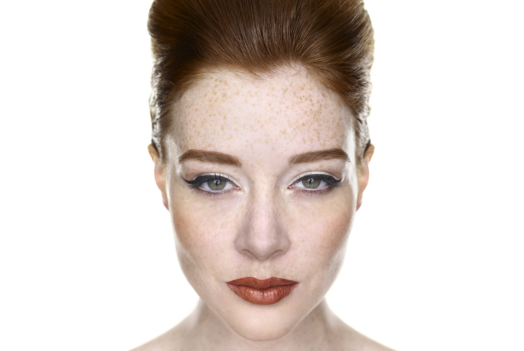 Portrait of redheaded fashion model in New York City