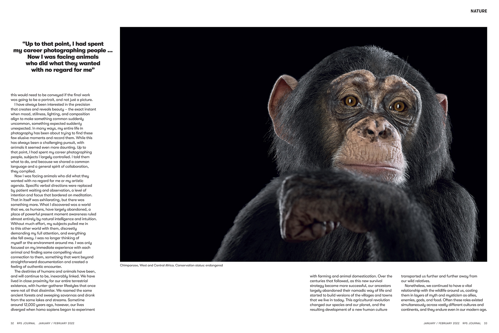 RPS Journal story about the work of animal photographer Brad Wilson
