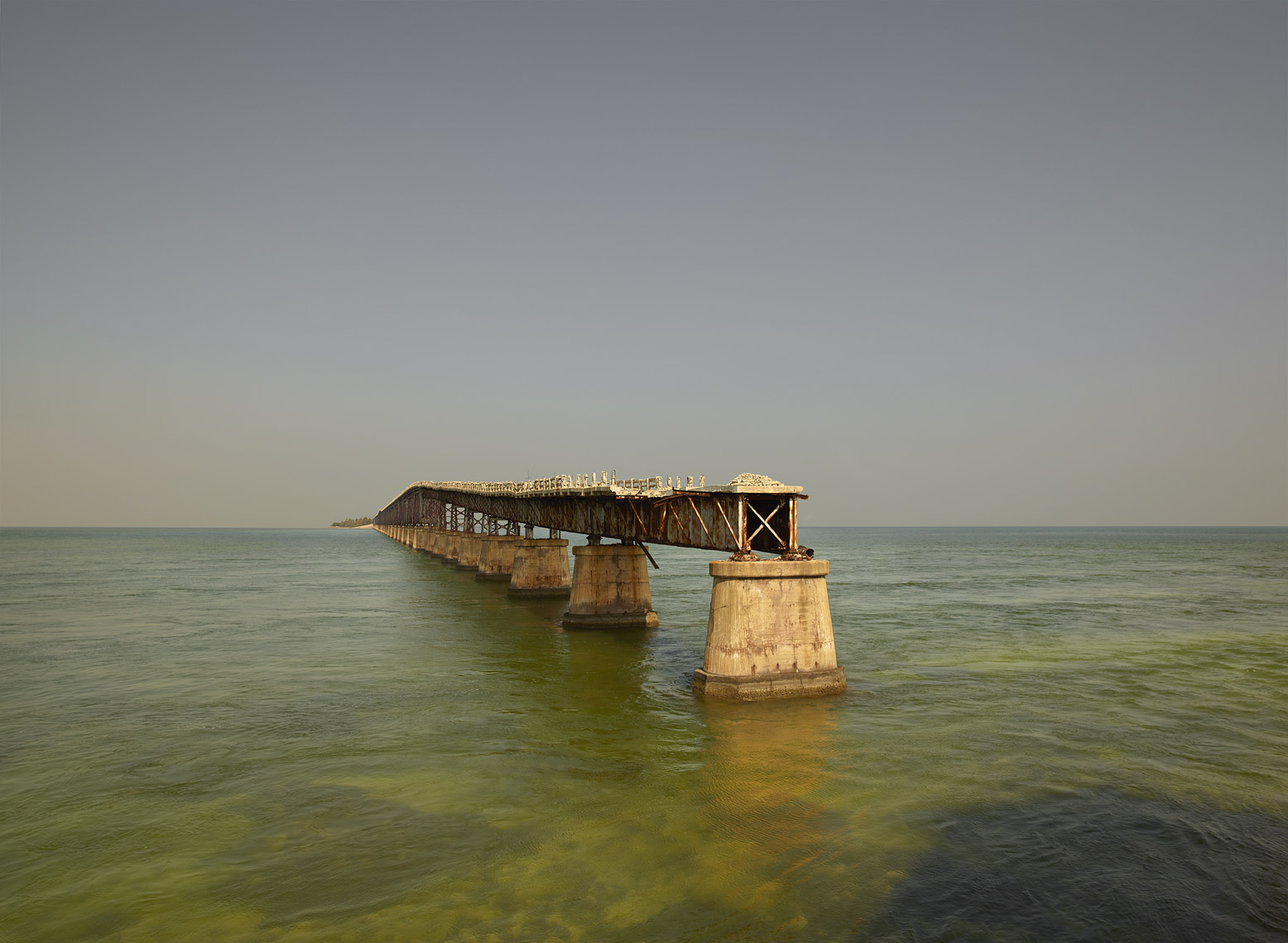 Abandoned railroad bridge over the Atlantic Ocean